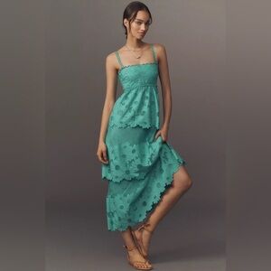 NWT Saylor Eyelet Tiered Midi Dress